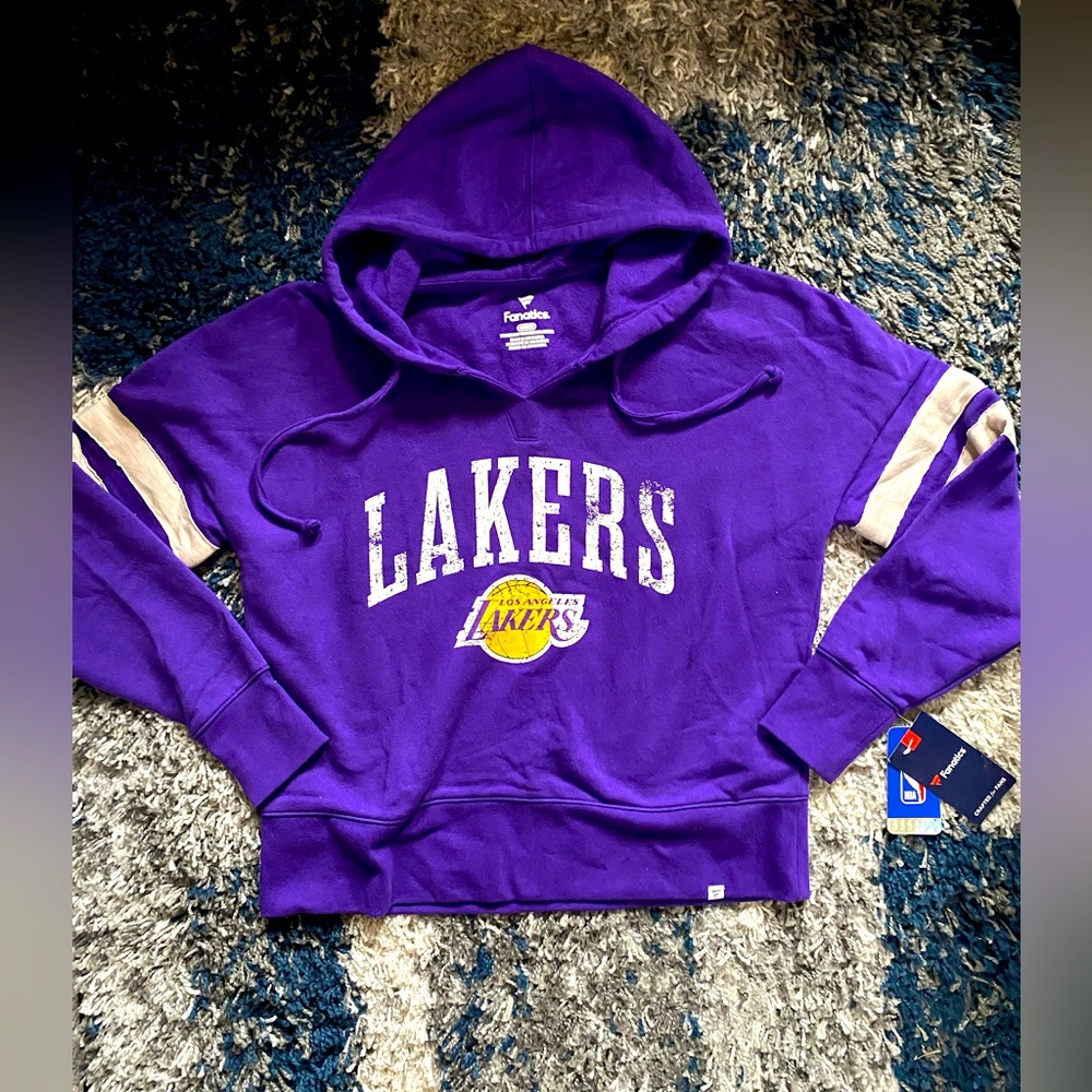 NWT LA LAKERS, size M cropped hoodie, fanatics